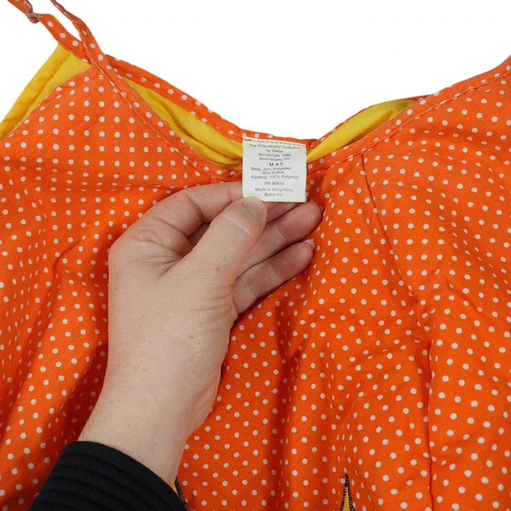 Vintage 1986 Battat Whimsicality Pumpkin Costume Kids Medium 4-5 Polka Dot Retro